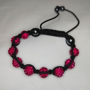 Pink Crystal Spheres on Paracord Bracelet